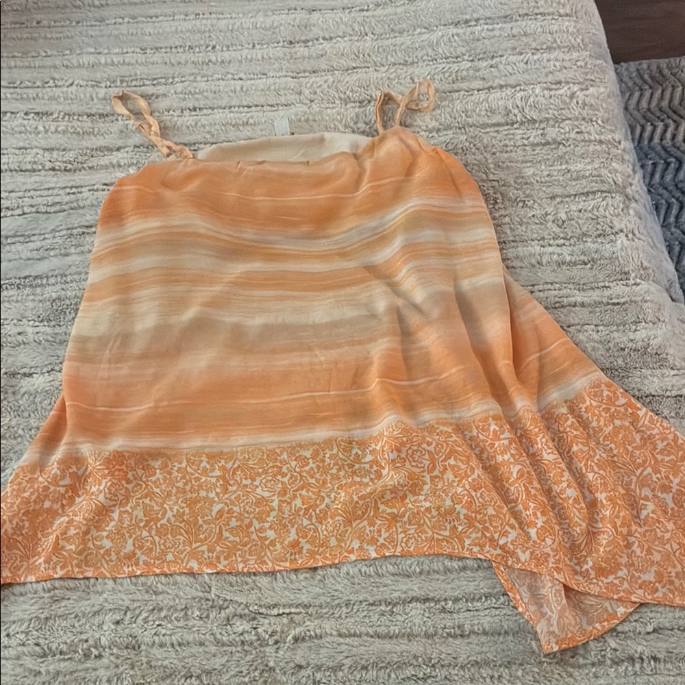 Cato Orange/White Asymmetrical Shirt